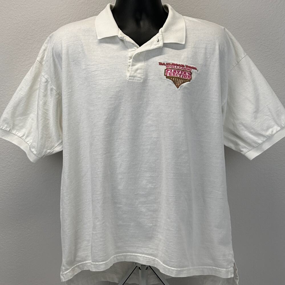 Vintage 90s Railroad Pass Casino Polo Shirt XXL 2XL Henderson Las Vegas White